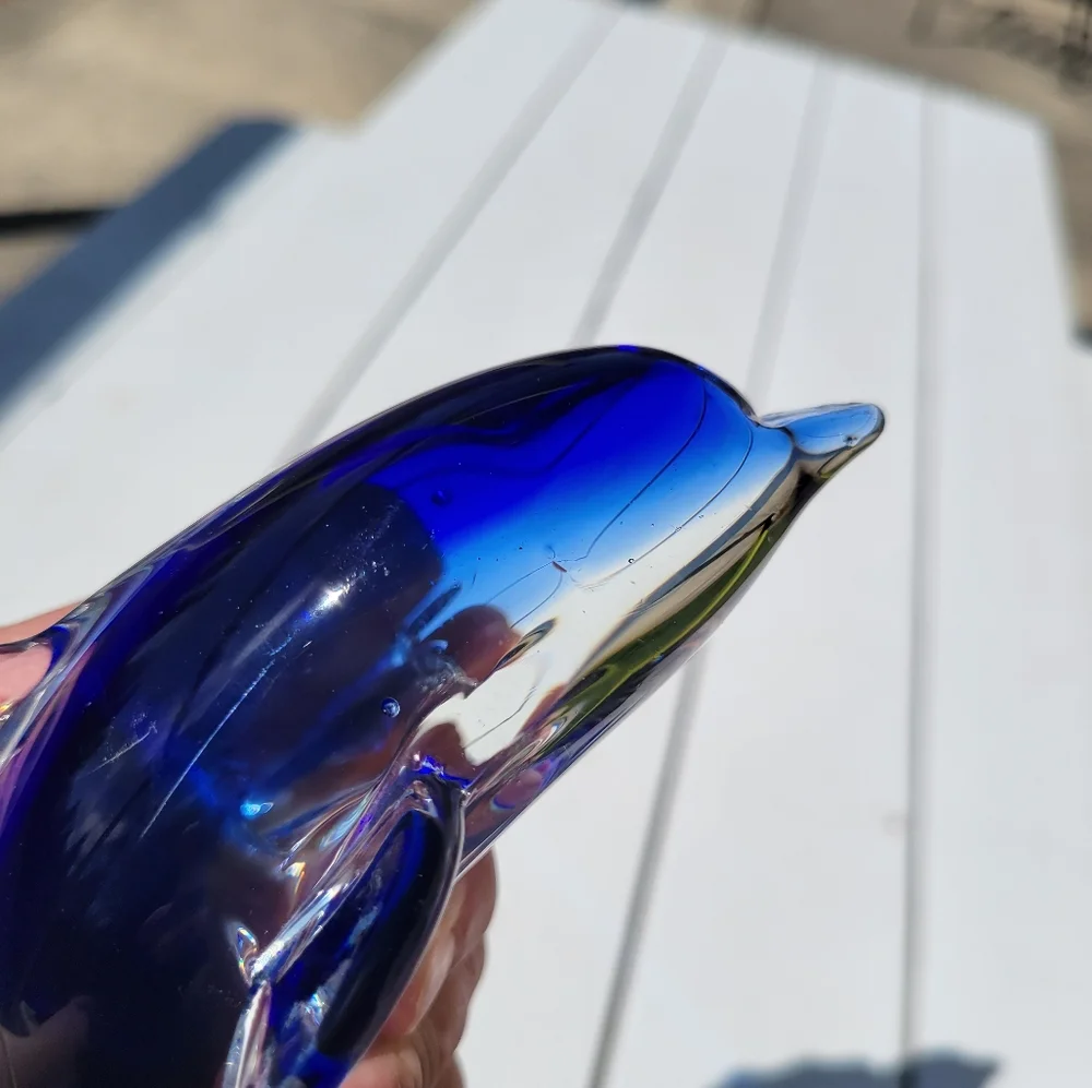 Art Glass Dolphin ~ Arcing Dolphin ~ Decor ~ Paperweight
